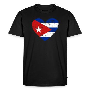 Drapeau Coeur Cuba Drapeau - T-shirt Premium bio Homme - noir - Devant - Nico (187cm)
