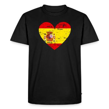 Drapeau Coeur Espagne Drapeau - T-shirt Premium bio Homme - noir - Devant - Nico (187cm)