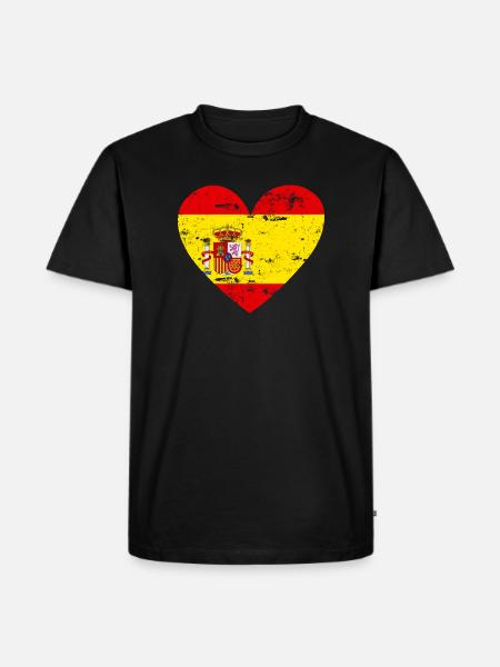 Drapeau Coeur Espagne Drapeau - T-shirt Premium bio Homme - noir