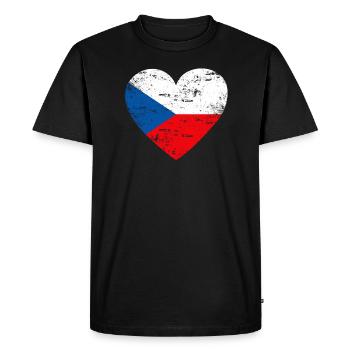 Flaggenherz Tschechien Flagge - Männer Premium Bio T-Shirt - Schwarz - Vorne - Nico (187cm)