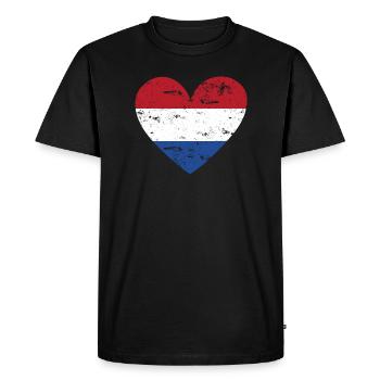 Flag Heart Pays-Bas Drapeau - T-shirt Premium bio Homme - noir - Devant - Nico (187cm)