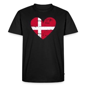 Flaggenherz Dänemark Flagge - Männer Premium Bio T-Shirt - Schwarz - Vorne - Nico (187cm)