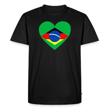 BRASILIEN DEUTSCHLAND Kombination Flaggenherz - Männer Premium Bio T-Shirt - Schwarz - Vorne - Nico (187cm)