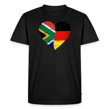 Afrique du Sud Allemagne Flag Heart - T-shirt Premium bio Homme - noir - Devant - Nico (187cm)