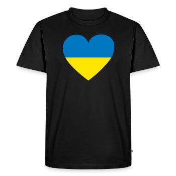 Solidarité Ukraine Cœur Drapeau Cœur Coeur - T-shirt Premium bio Homme - noir - Devant - Nico (187cm)