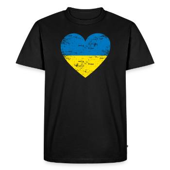 Ukraine Herz Flaggenherz - Männer Premium Bio T-Shirt - Schwarz - Vorne - Nico (187cm)