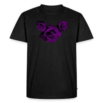 Roses - Roses violettes - T-shirt Premium bio Homme - noir - Devant - Nico (187cm)