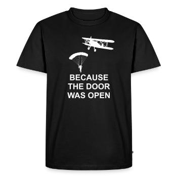 Skydiving open door - skydiving, gift - Men's Premium Organic T-Shirt - black - Front - Nico (187cm)