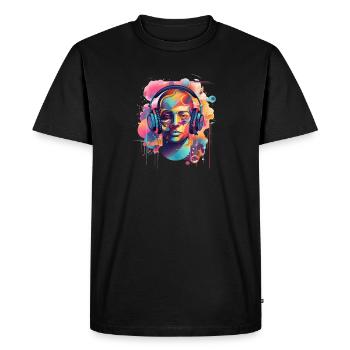 Illustration of a colorful DJ, Headphone - Men's Premium Organic T-Shirt - black - Front - Nico (187cm)
