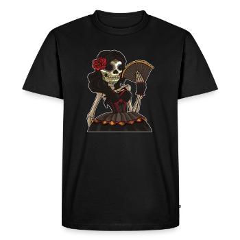 Squelette dame des morts | La Calavera Catrina - T-shirt Premium bio Homme - noir - Devant - Nico (187cm)
