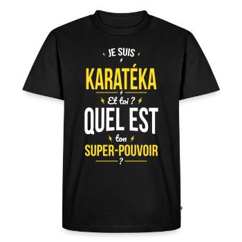 Je suis karatéka - Super-pouvoir - T-shirt Premium bio Homme - noir - Devant - Nico (187cm)