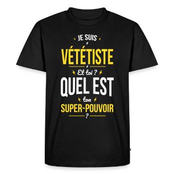 Je suis vététiste - Super-pouvoir - T-shirt Premium bio Homme - noir - Devant - Nico (187cm)