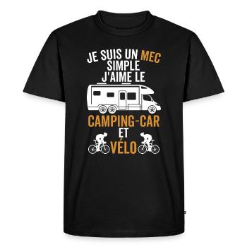 j suis un mec simple j'aime le camping car et vélo - T-shirt Premium bio Homme - noir - Devant - Nico (187cm)
