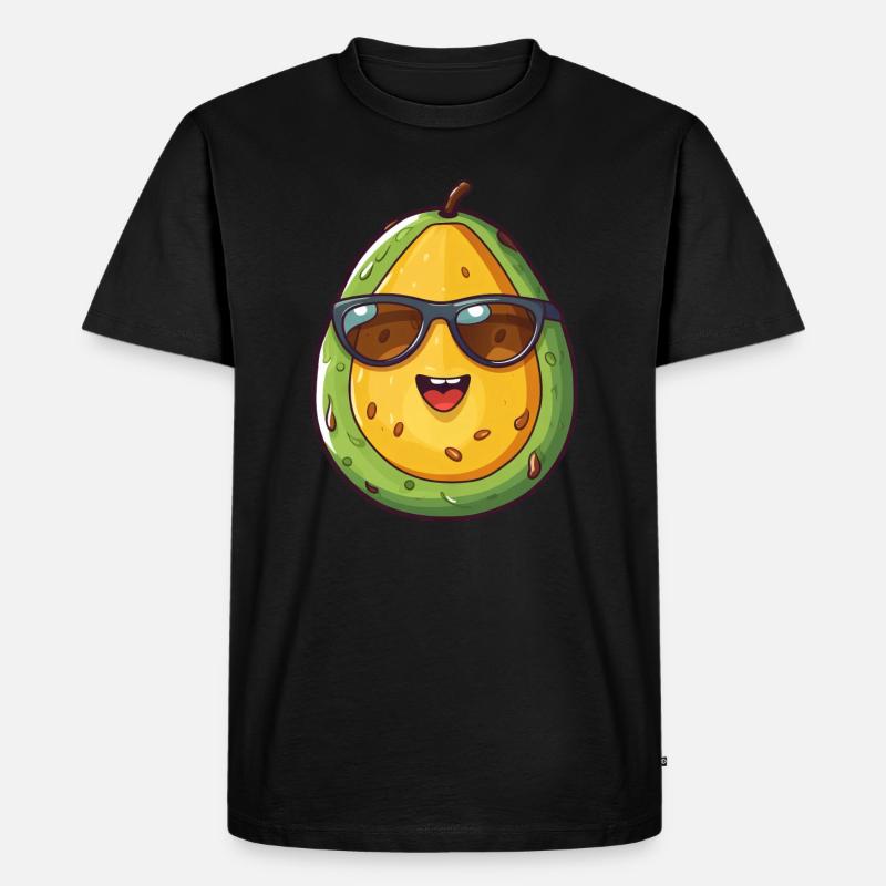 Kawaii Avocado Nerd: Gesunde Intelligenz - Männer Premium Bio T-Shirt - Schwarz