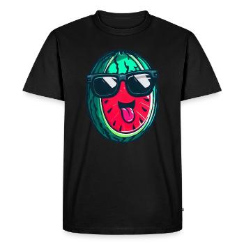 Pastèque fraîche avec lunettes de soleil - Kawaii Somme - T-shirt Premium bio Homme - noir - Devant - Nico (187cm)