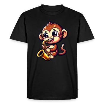 Singe Saxophone Jazz Musique Musicien - T-shirt Premium bio Homme - noir - Devant - Nico (187cm)