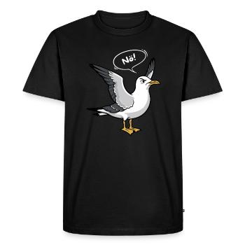 "Nope" Seagull - Nordsee Design - Men's Premium Organic T-Shirt - black - Front - Nico (187cm)
