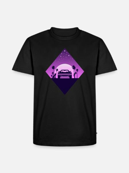 Vaporwave Sportwagen - Männer Premium Bio T-Shirt - Schwarz