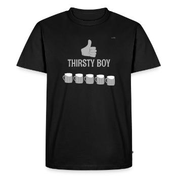 Thirsty boy - gray version - Men's Premium Organic T-Shirt - black - Front - Nico (187cm)