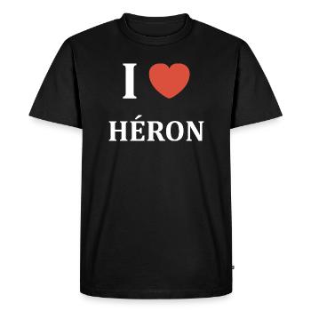 i love Héron - T-shirt Premium bio Homme - noir - Devant - Nico (187cm)