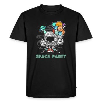 Space Party | funny pictures, balloon - Men's Premium Organic T-Shirt - black - Front - Nico (187cm)