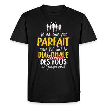 Diagonale des fous Ultra trail course à pied - T-shirt Premium bio Homme - noir - Devant - Nico (187cm)