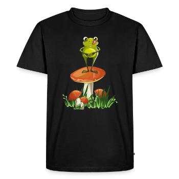mushroom picker frosch collects mushrooms at mushroom time - Men's Premium Organic T-Shirt - black - Front - Nico (187cm)