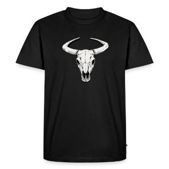 Bull Skull Biker Heavy Metal Gift Gift Idea - Men's Premium Organic T-Shirt - black - Front - Nico (187cm)