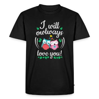 i will owlways love you owls je vais owlways amour - T-shirt Premium bio Homme - noir - Devant - Nico (187cm)