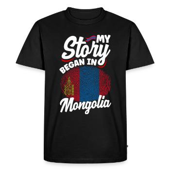 Mongolie Mongolie Citation du drapeau mongol - T-shirt Premium bio Homme - noir - Devant - Nico (187cm)