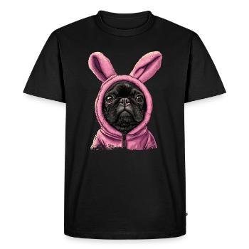 Bouledogue français en costume de lapin - T-shirt Premium bio Homme - noir - Devant - Nico (187cm)