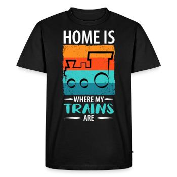 Train Chemin de fer Trains Trains Conducteurs de train - T-shirt Premium bio Homme - noir - Devant - Nico (187cm)