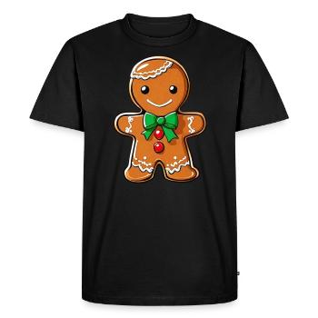 Cute gingerbread man - Men's Premium Organic T-Shirt - black - Front - Nico (187cm)