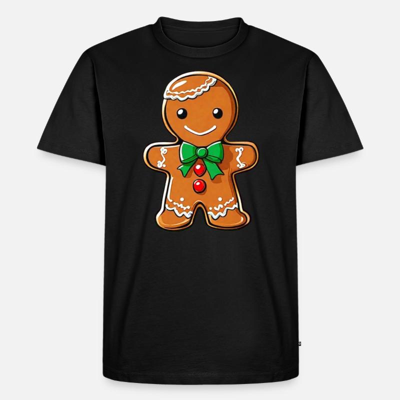 Niedlicher Lebkuchenmann - Männer Premium Bio T-Shirt - Schwarz