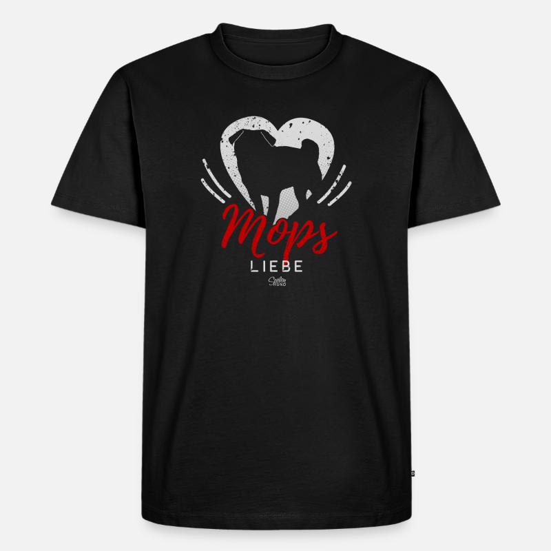 Mops-Liebe-Silhouette - Männer Premium Bio T-Shirt - Schwarz