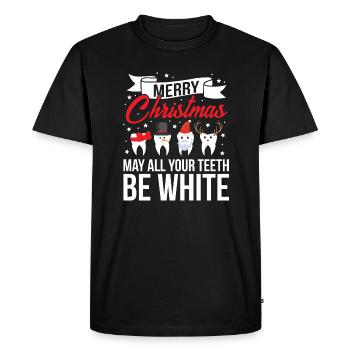 Dentiste Noël que toutes vos dents soient blanc cadeau - T-shirt Premium bio Homme - noir - Devant - Nico (187cm)