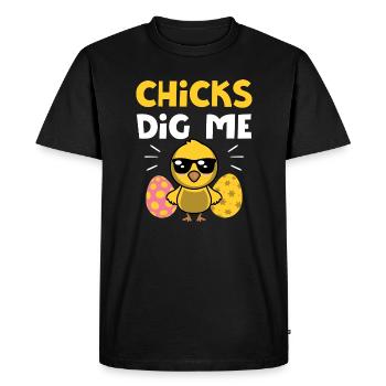 Chicks Dig Me Men Boys Funny Easter Egg Hunting - Men's Premium Organic T-Shirt - black - Front - Nico (187cm)