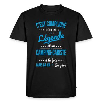 Compliqué d'être une légende et un camping-cariste - T-shirt Premium bio Homme - noir - Devant - Nico (187cm)