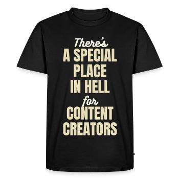 Special Place in Hell - Funny Creator Quote -Light - Men's Premium Organic T-Shirt - black - Front - Nico (187cm)