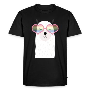 Llama, Rainbow, Sunglasses, Pride, Love, Heart - Men's Premium Organic T-Shirt - black - Front - Nico (187cm)