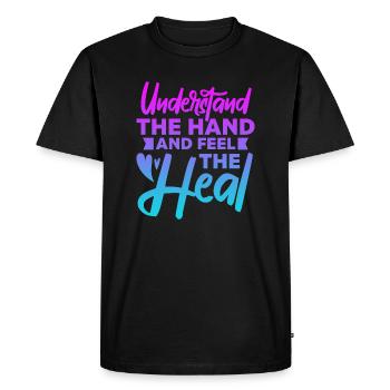Comprendre la main et sentir la guérison - T-shirt Premium bio Homme - noir - Devant - Nico (187cm)