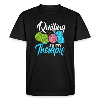 La courtepointe est ma thérapie - Quilting Expert - T-shirt Premium bio Homme - noir - Devant - Nico (187cm)