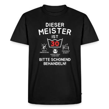 Ce maître a 30 ans. - T-shirt Premium bio Homme - noir - Devant - Nico (187cm)
