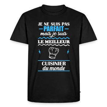 Pas parfait mais meilleur cuisinier du monde - T-shirt Premium bio Homme - noir - Devant - Nico (187cm)