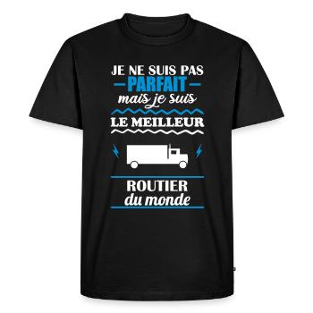 Pas parfait mais meilleur routier du monde - T-shirt Premium bio Homme - noir - Devant - Nico (187cm)