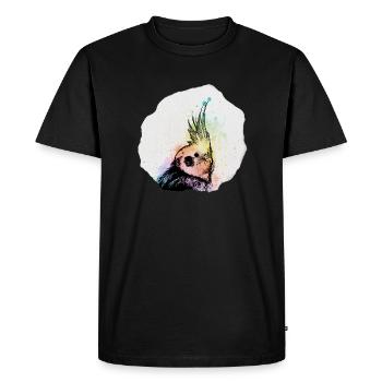 Aquarelle de calopsitte - T-shirt Premium bio Homme - noir - Devant - Nico (187cm)