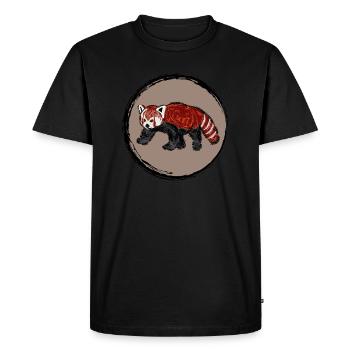 Panda rouge / Red Panda Design IV - T-shirt Premium bio Homme - noir - Devant - Nico (187cm)