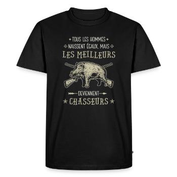 Meilleur Chasseur Humour Chasse Sanglier - T-shirt Premium bio Homme - noir - Devant - Nico (187cm)