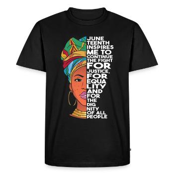 Juneteenth m’inspire | Journée de la liberté | 19 juin - T-shirt Premium bio Homme - noir - Devant - Nico (187cm)