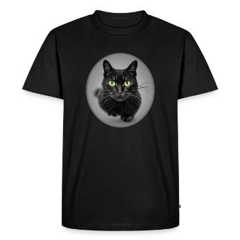 Superbe Chat Noir en train de Courir - T-shirt Premium bio Homme - noir - Devant - Nico (187cm)